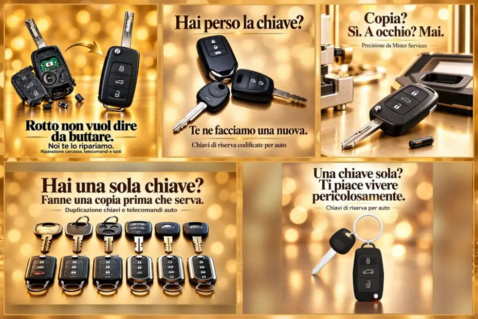 Chiavi auto, telecomandi e riparazione delle carcasse